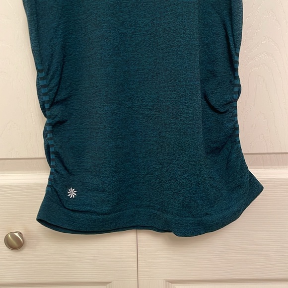 ATHLETA Athletic Racerback Tank Top Small Ruched Sides Heather Blue & Black - Picture 4 of 12